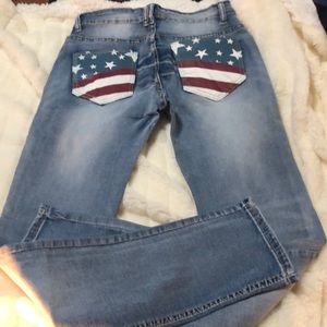 American flag pocket jeans